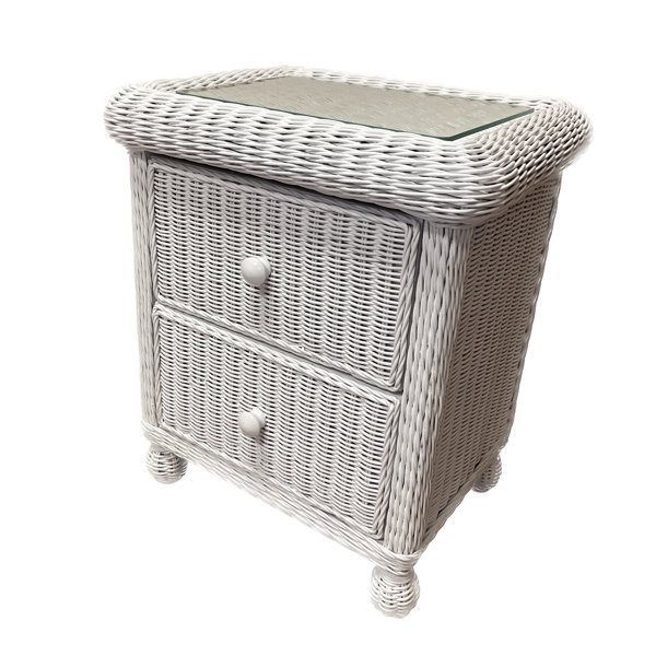 White wicker deals night stand